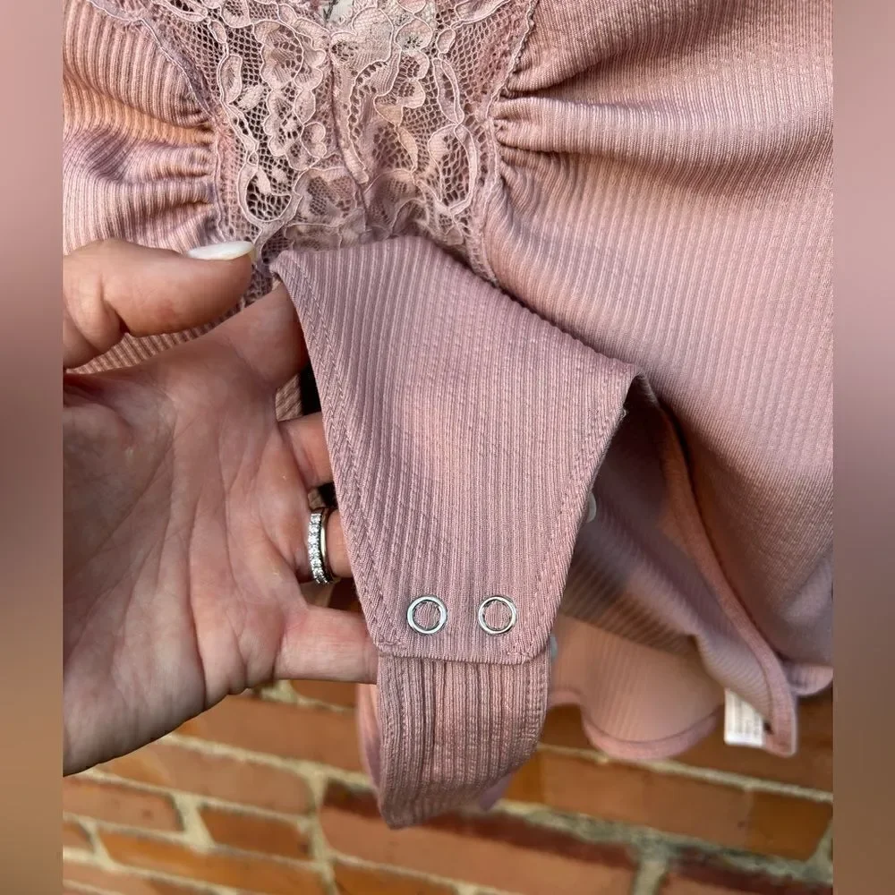 Free People First Call Blush Pink Bodysuit